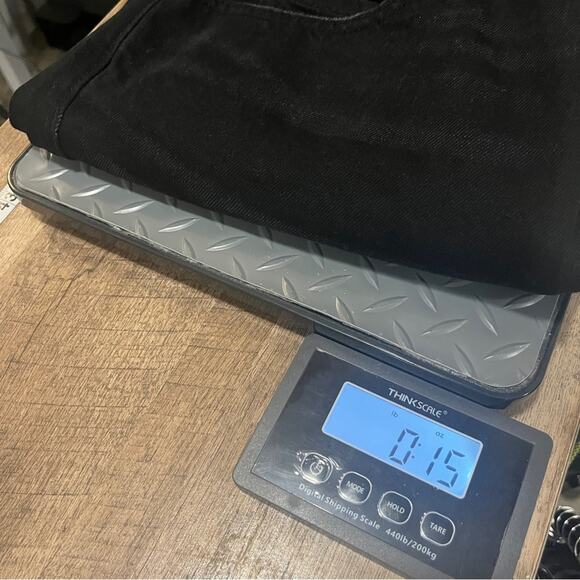 Old Navy Black Denim Jeans Womens Size 14 Slouchy Straight High Rise New Raw Hem - Picture 10 of 10